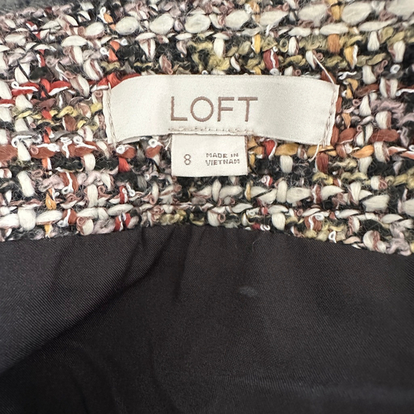 Women's LOFT Tweed Skirt Size 8 Wool Blend Pockets Multi-color - Picture 2 of 6